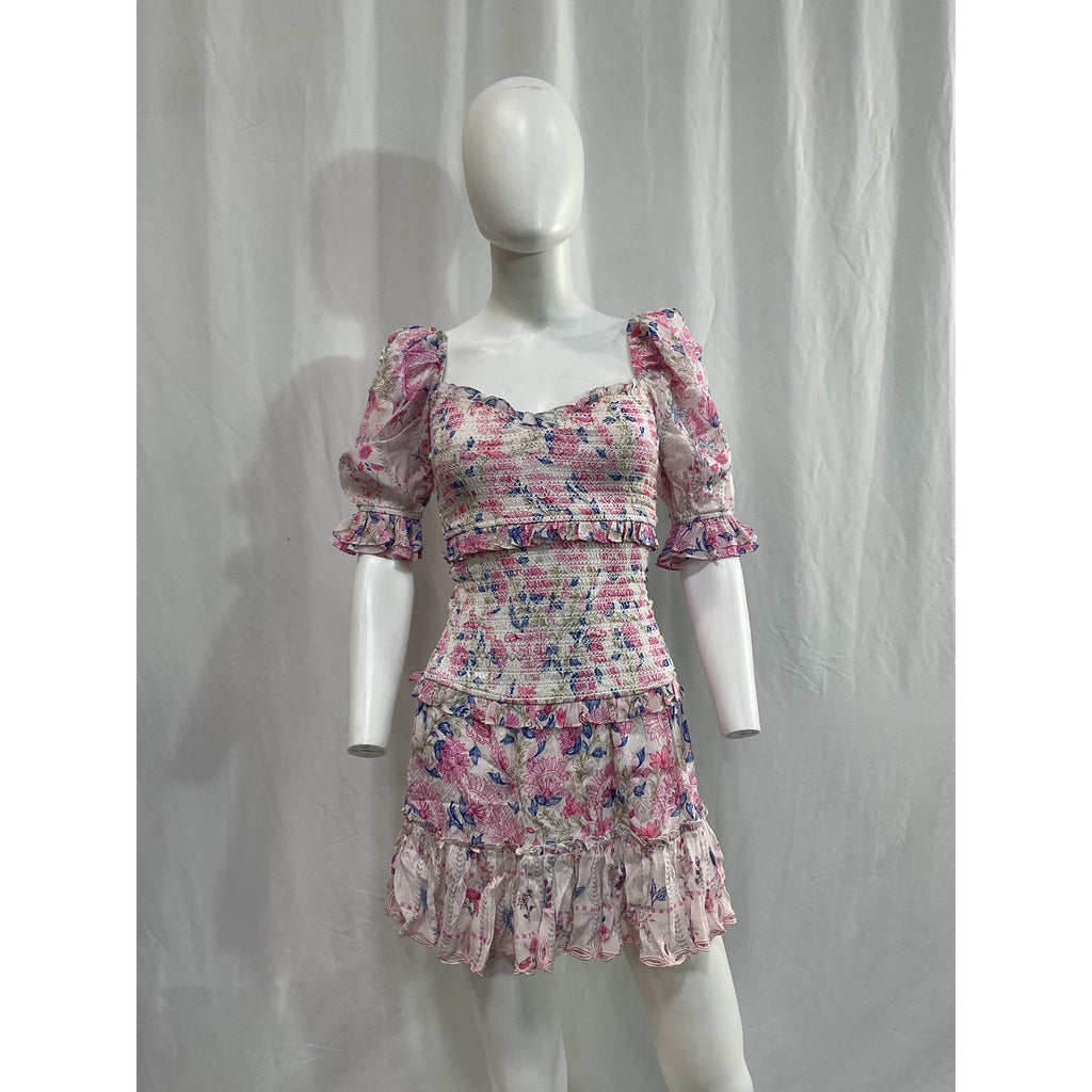 Hemant And Nandita 'Kati' Pink Drop Waist Mini Dress Size XS