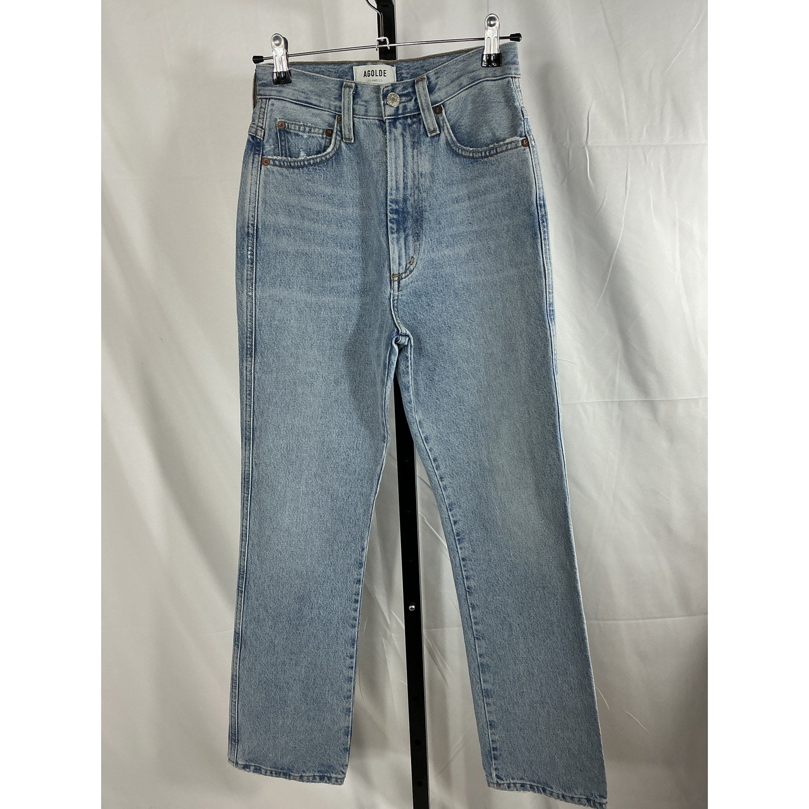 Agolde Pinch Waist Blue Cotton High Rise Kick Denim Jean Size 24