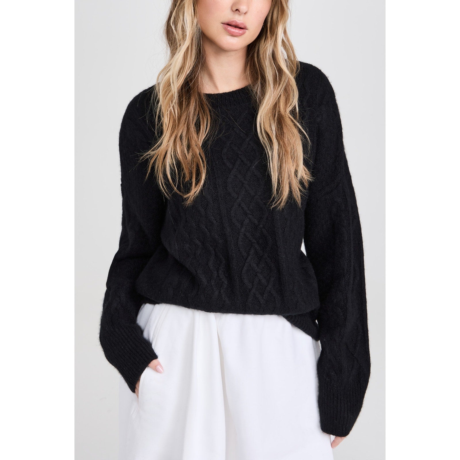 Favorite Daughter 'The Oversized' Black Wool Cable Sweater Size S