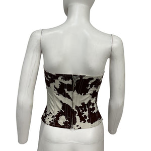Miaou Cow Print Brown Leia Corset Top Size XS