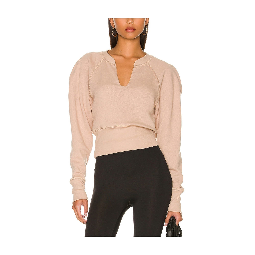 L'Academie '80S' Tan Cotton Sleeve Sweatshirt Size XS