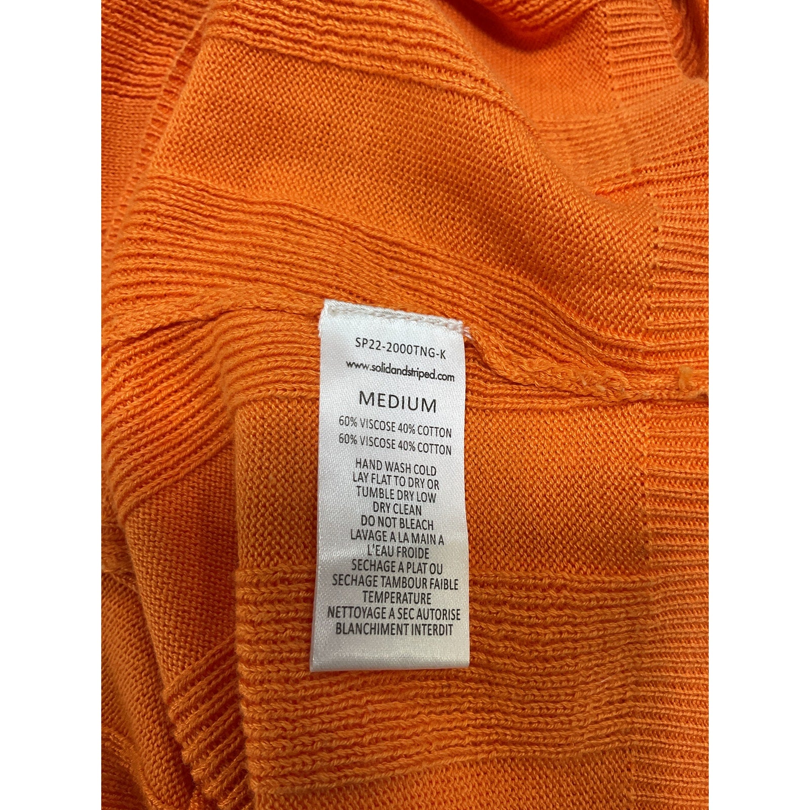 Solid & Striped Orange The Cropped Carson Rib Knit Tank Top Size M