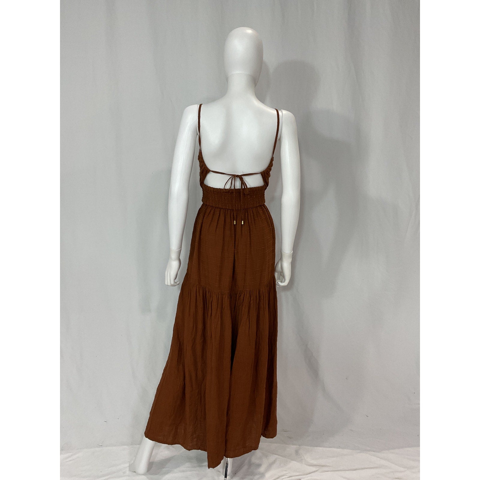 L*Space 'Zuri' Brown Front Cut Out Back Tie Dress Size S