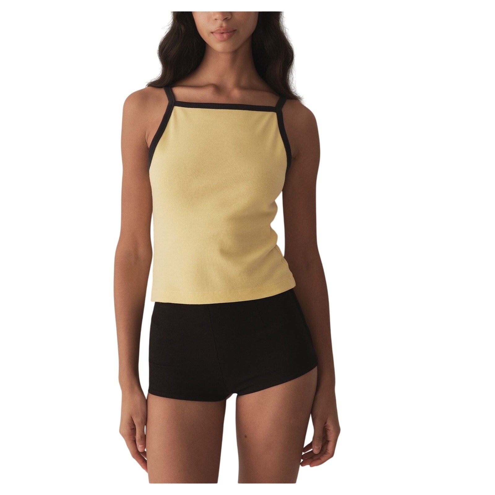 D�en 'Angie' Yellow Cotton Ringer Tank Top Size S