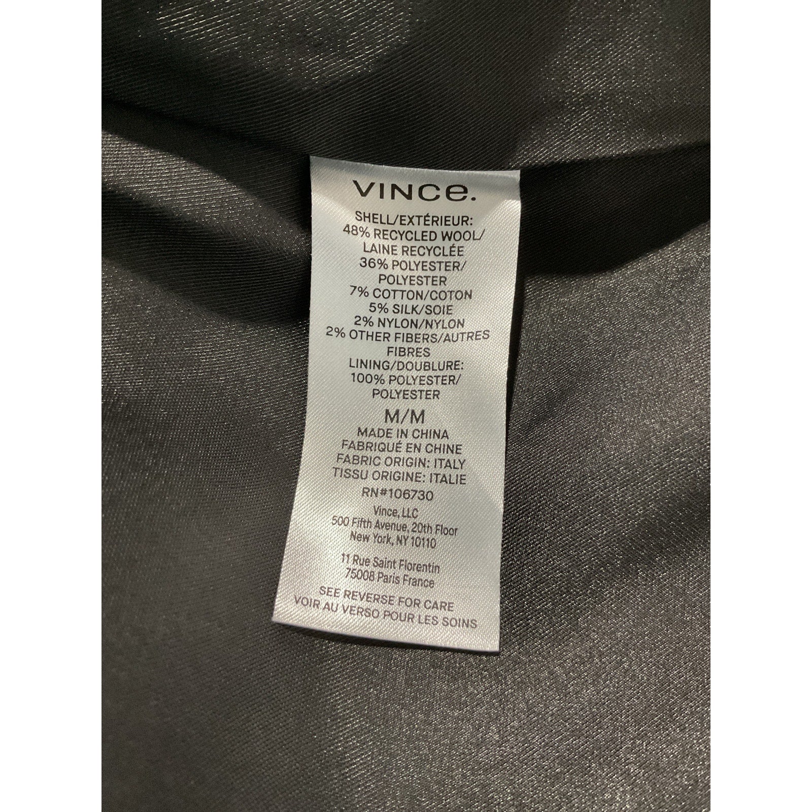 Vince 'Herringbone' Grey Wool Double Breasted Coat Size M