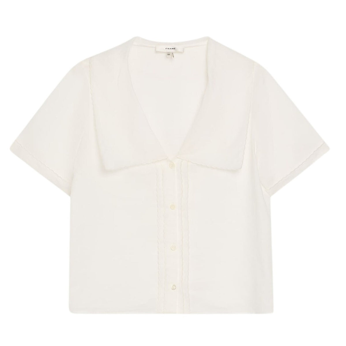 Neiman Marcus Lightweight White Scallop Sailor Blouse Size XS NWT