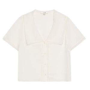 Neiman Marcus Lightweight White Scallop Sailor Blouse Size XS NWT