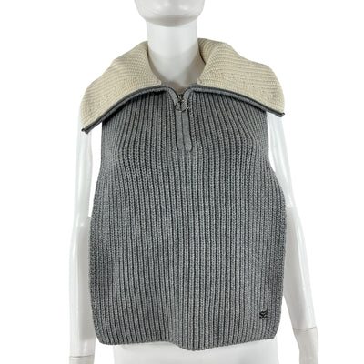 Sandro Ribbed Grey Half-Zip Scarf