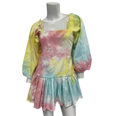 Loveshackfancy Vibrant Rainbow Radial Tie Dye Chai Dress Size 0
