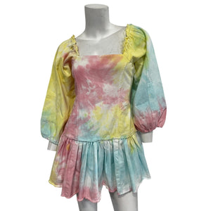 Loveshackfancy Vibrant Rainbow Radial Tie Dye Chai Dress Size 0
