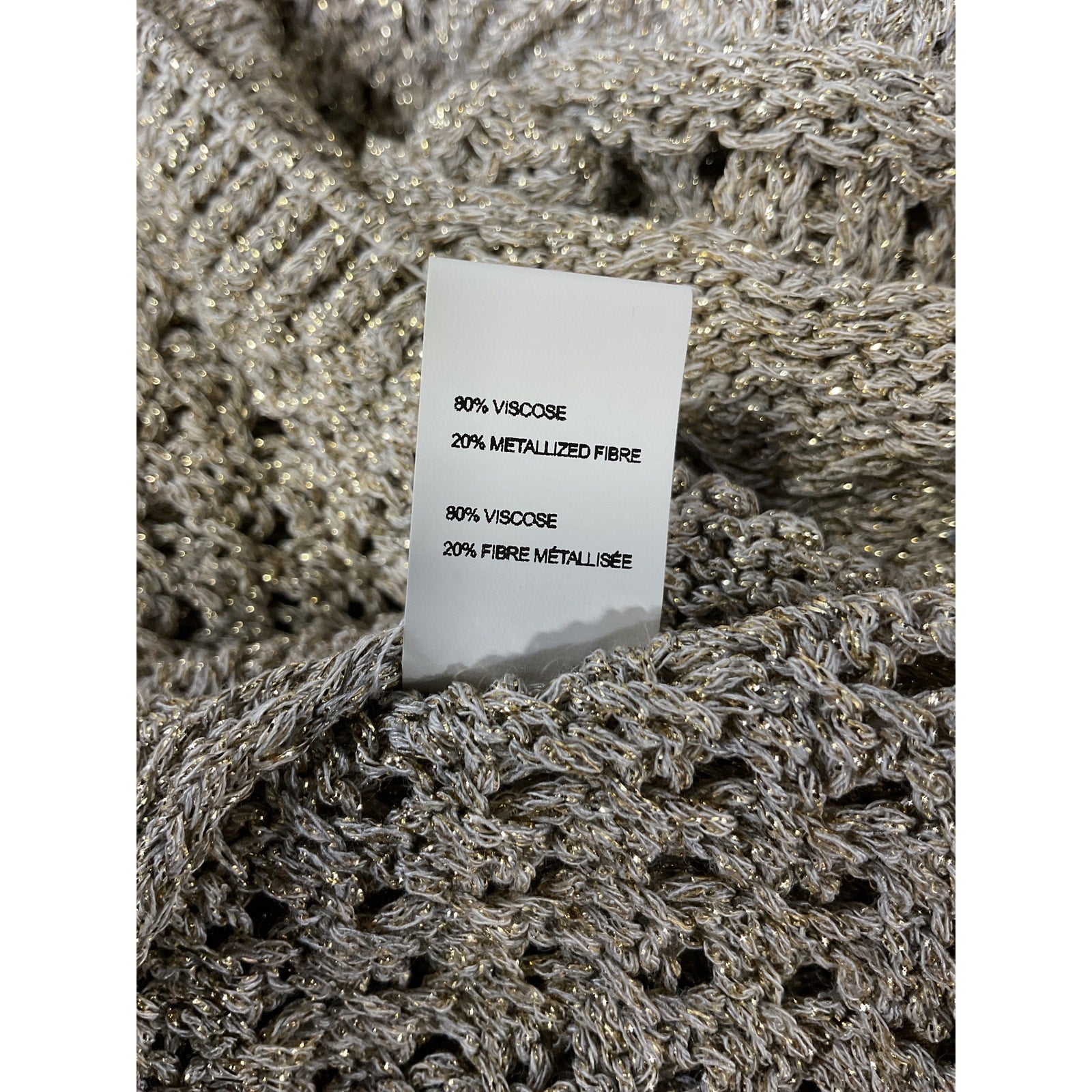 Ramy Brook 'Nora' Tan Metallic Off Shoulder Sweater Size S