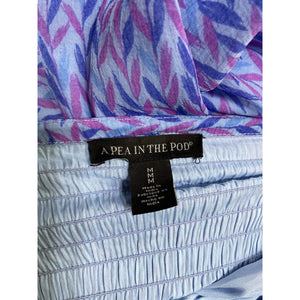 HATCH X A Pea In The Pod Tiered Periwinkle Ikat Ruffle Maxi Dress Size M