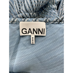 Ganni Pleated Heather Georgette One-Shoulder Blouse Size 40 EU / 8 US