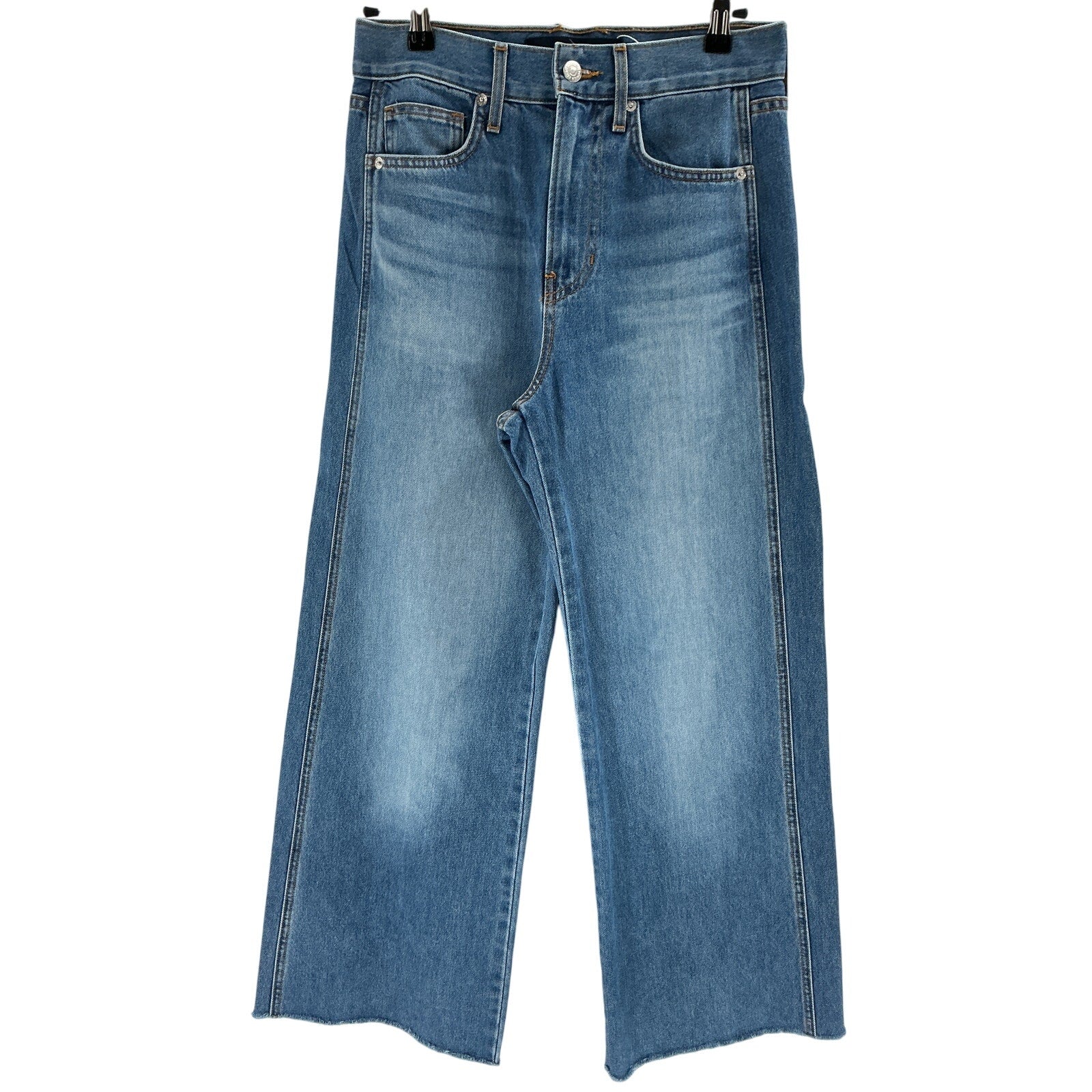 Veronica Beard Denim Jean 'Taylor' Blue Cotton Cropped High Rise Wide Denim Jean Size 26