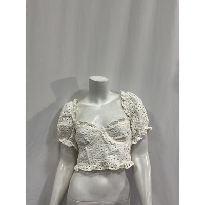 For Love & Lemons 'Becca' White Linen Top Size M