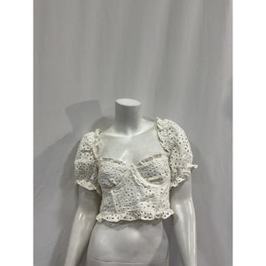 For Love & Lemons 'Becca' White Linen Top Size M
