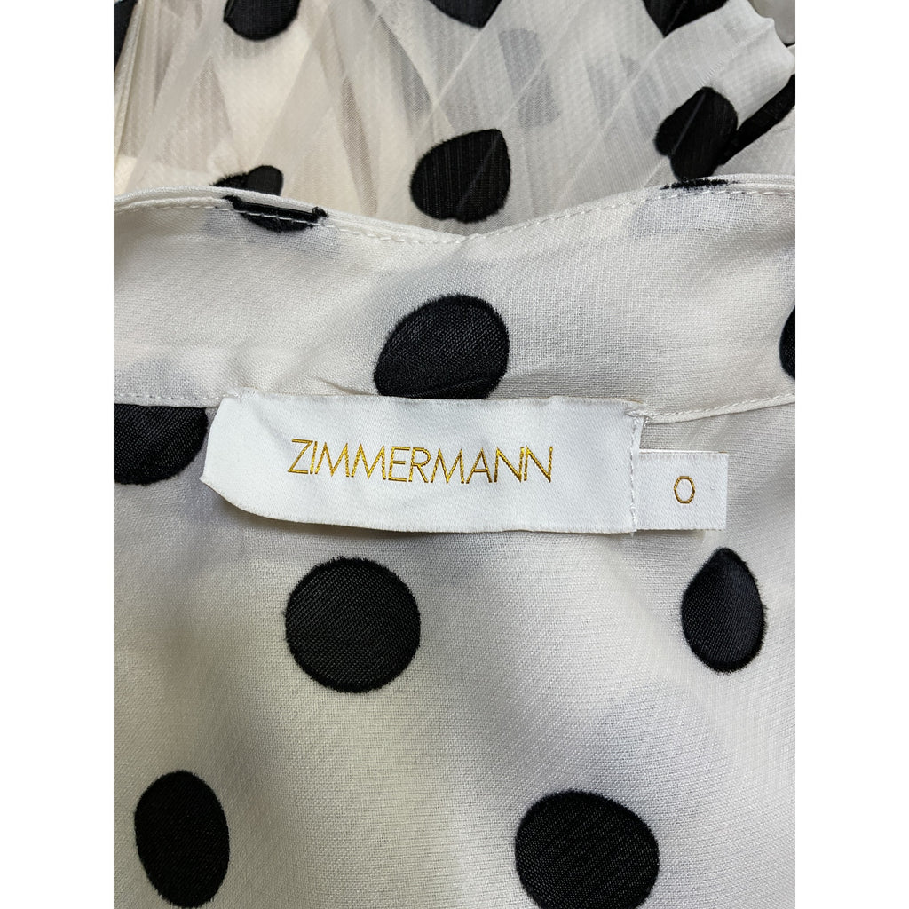 Zimmermann Polka Dot 'Pussybow' Cream Polyester Mini Dress Size 0
