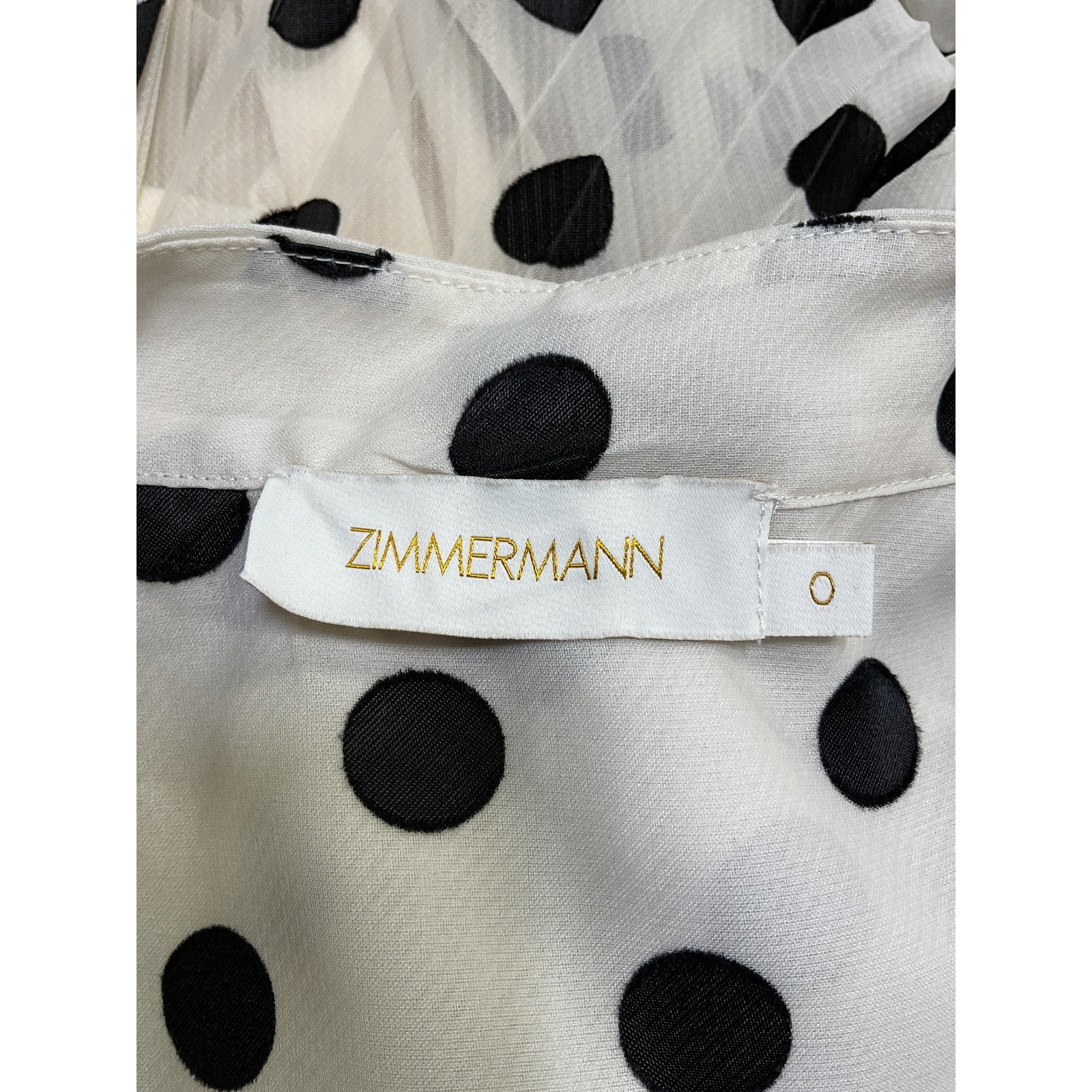 Zimmermann Polka Dot 'Pussybow' Cream Polyester Mini Dress Size 0