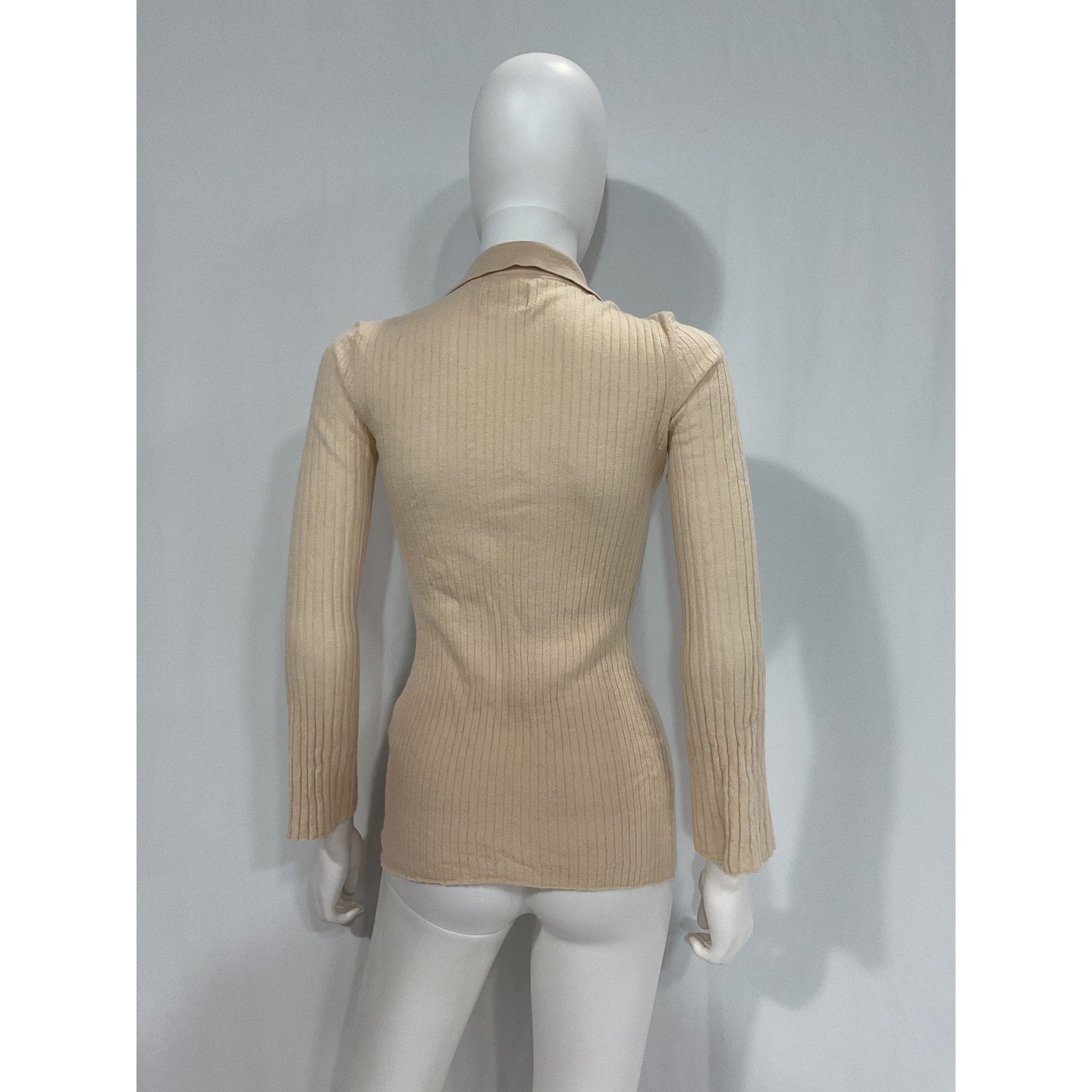 Loulou Studio 'Biola' Beige Ribbed Wool And Cashmere Blend Top Size XS