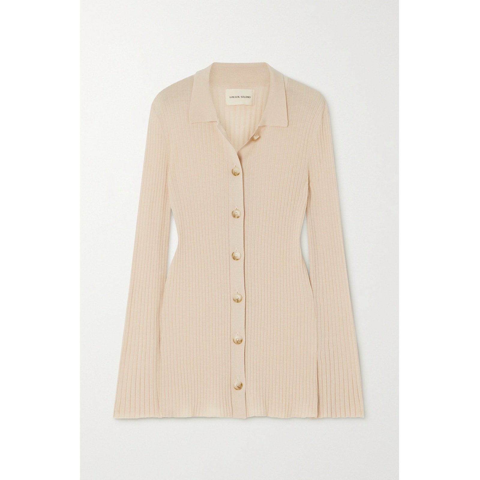 Loulou Studio 'Biola' Beige Ribbed Wool And Cashmere Blend Top Size XS