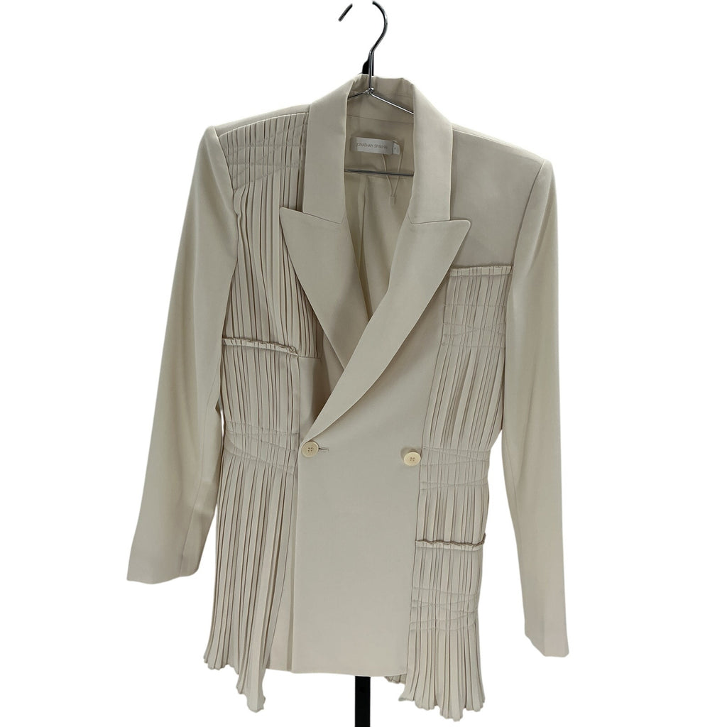 Jonathan Simkhai 'Lizzie Sartorial' Beige Polyester Pleated Crepe Blazer Size 4
