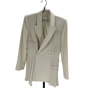 Jonathan Simkhai 'Lizzie Sartorial' Beige Polyester Pleated Crepe Blazer Size 4