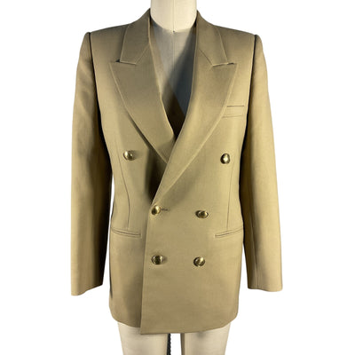 Saint Laurent Double Breasted Beige Wool Twill Blazer Size 34 EU / US 2