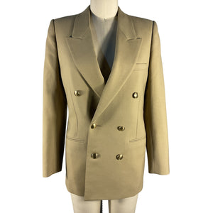 Saint Laurent Double Breasted Beige Wool Twill Blazer Size 34 EU / US 2