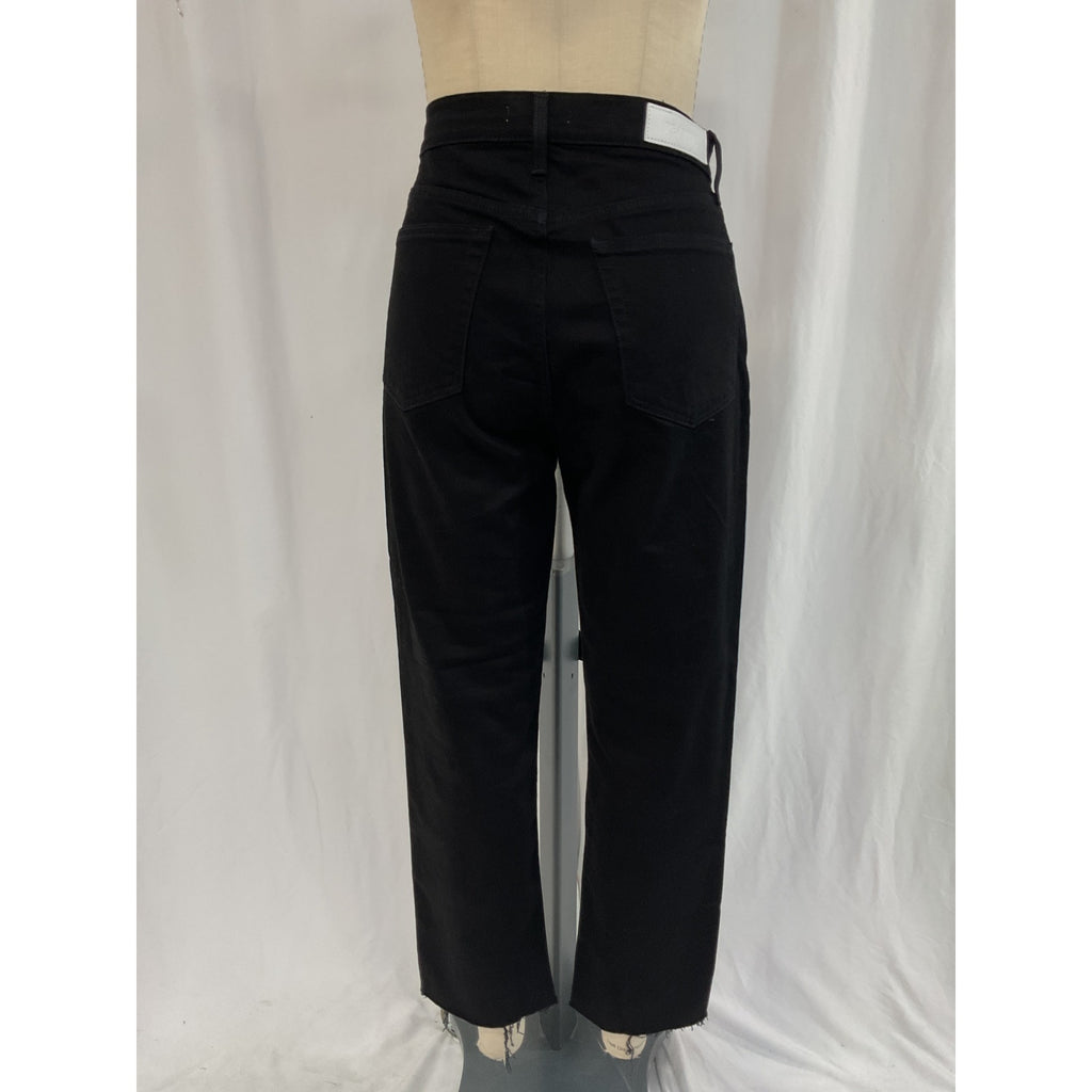 Re/Done High Rise 'Stove' Black Pipe Denim Jean Size 30