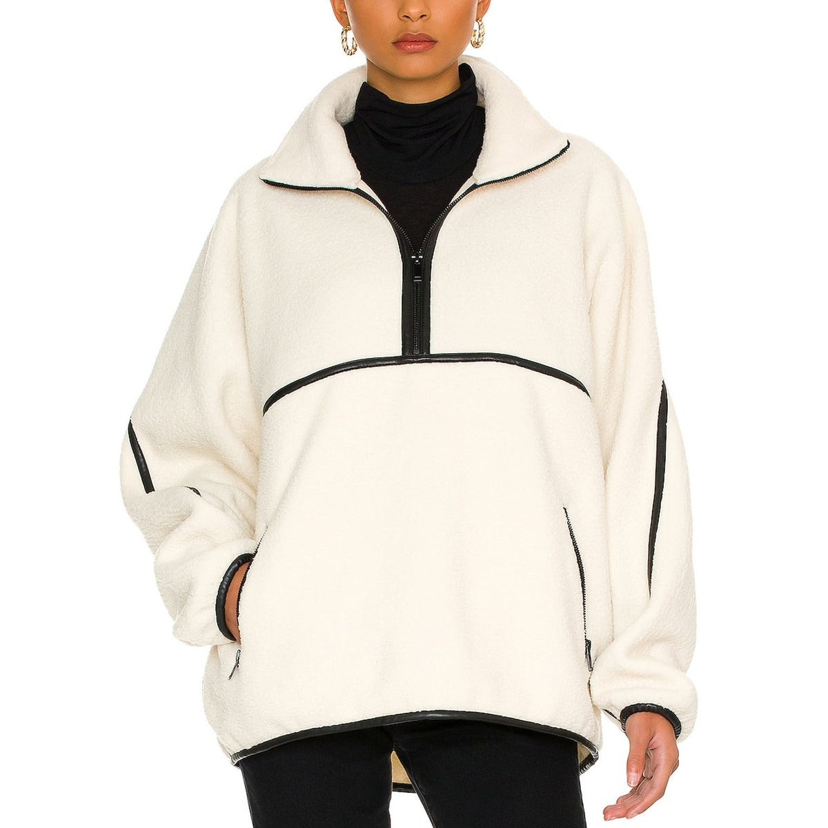 Lamarque Cozy Ivory Helsa Fleece Pullover Size S
