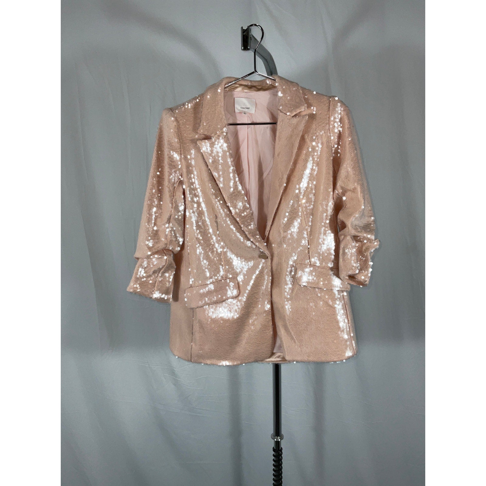 Cinq A Sept 'Kimmi' Pink Polyester Sequin Blazer Size 4