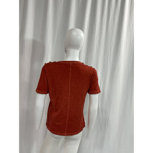 Veronica Beard 'Carla' Orange Button-Trimmed T-Shirt Size S