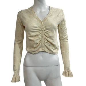 Loveshackfancy Ruched Cream Aldridge Cardigan Size XS