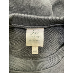 Cinq à Sept Feather Trimmed Black Albertine Sweatshirt Size S