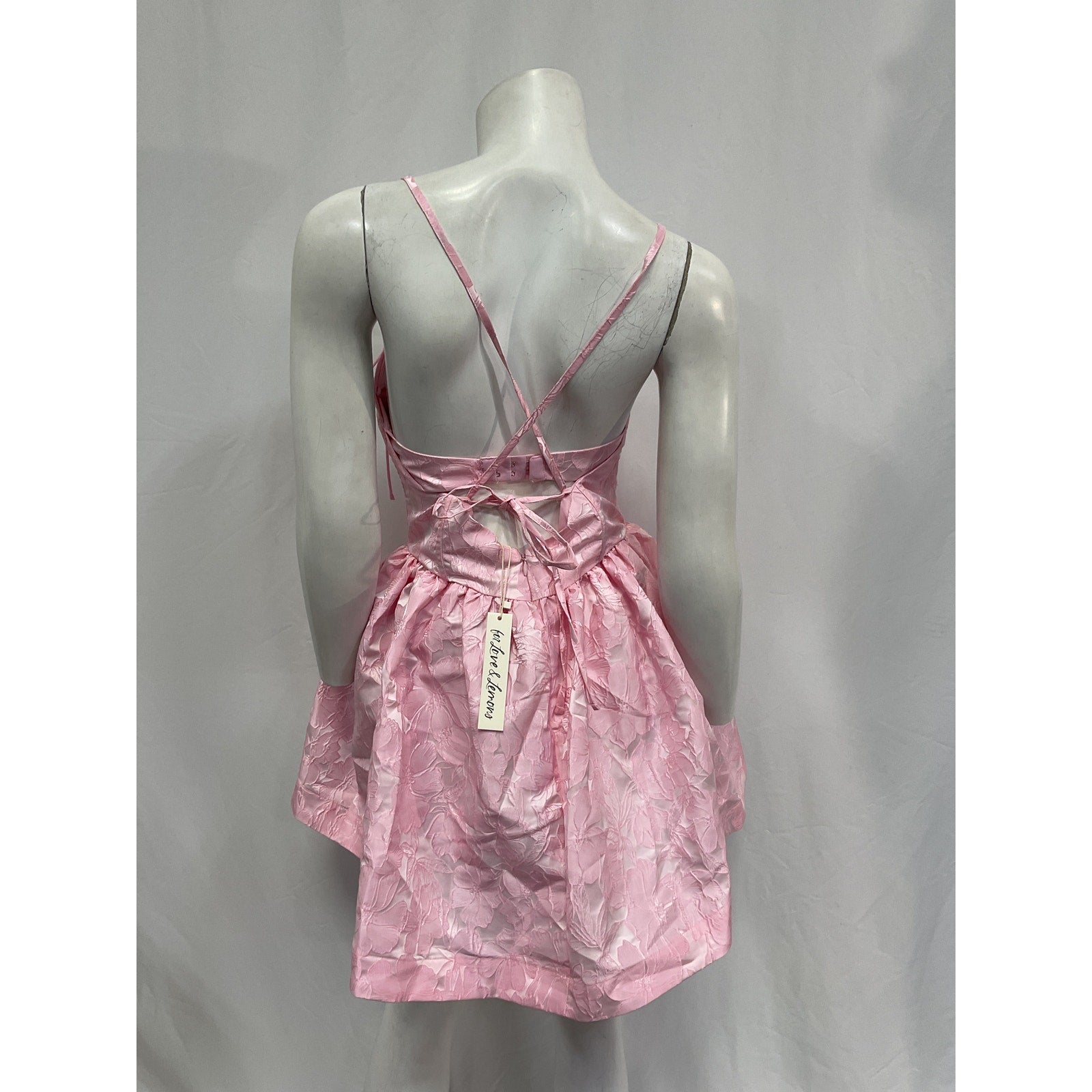 For Love & Lemons 'Faith' Pink Polyester Mini Dress Size XS - NWT