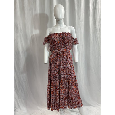 Misa Los Angeles Red Floral Print Long Dress Size M