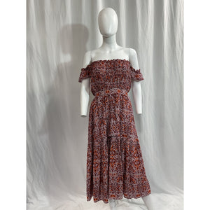 Misa Los Angeles Red Floral Print Long Dress Size M