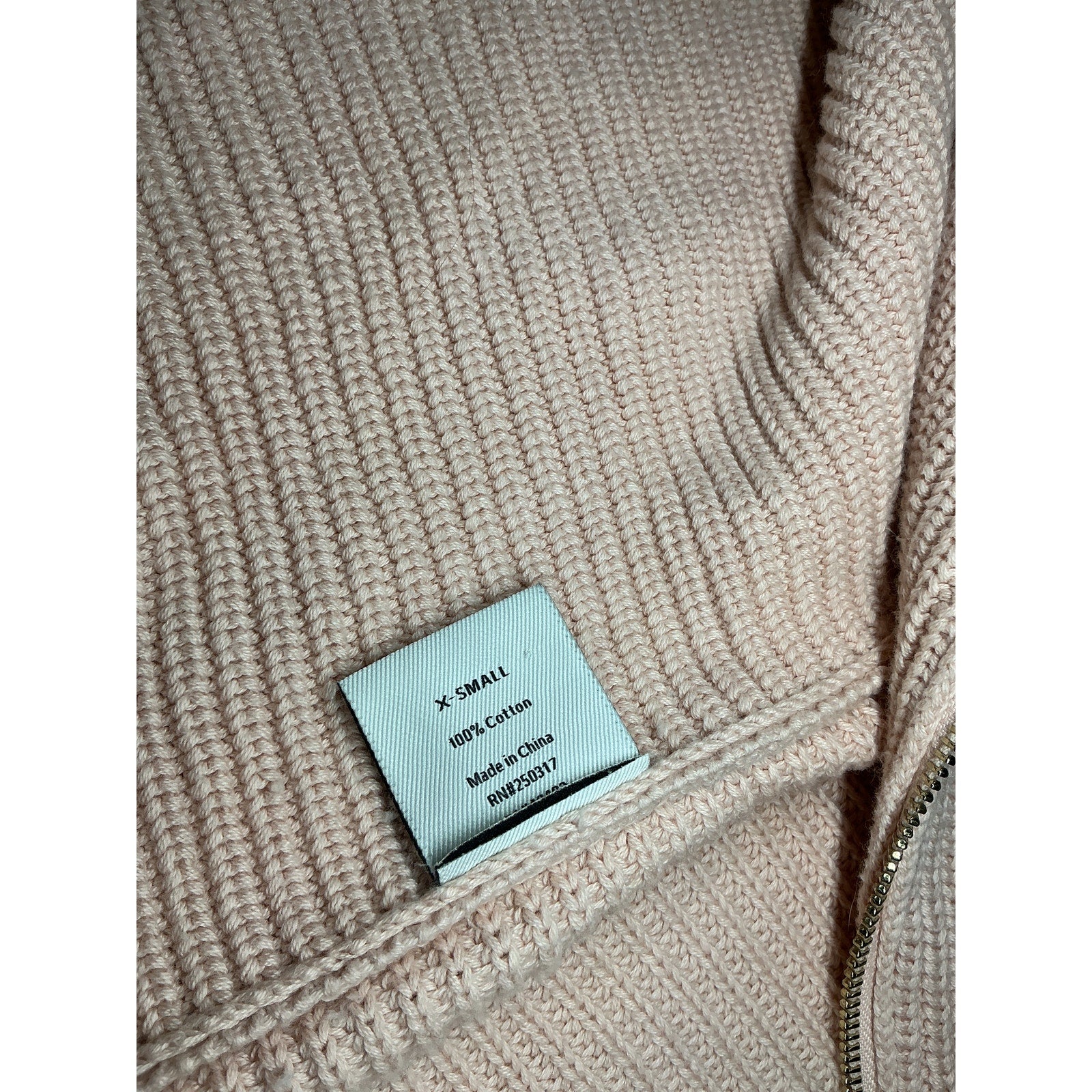 Varley 'Mentone' Pink Cotton Quarter-Zip Knit Top Size XS