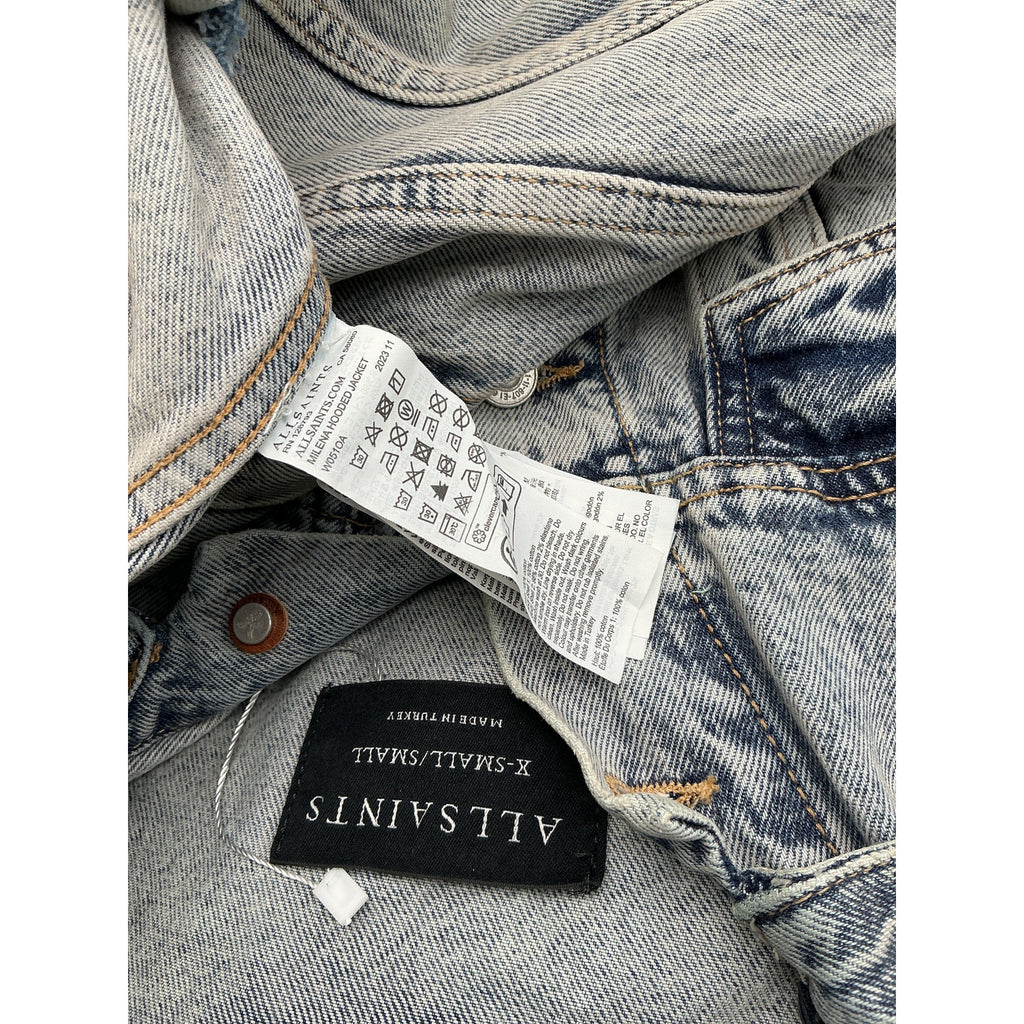 Allsaints 'Milena' Blue Cotton Hooded Jacket Size XS / S