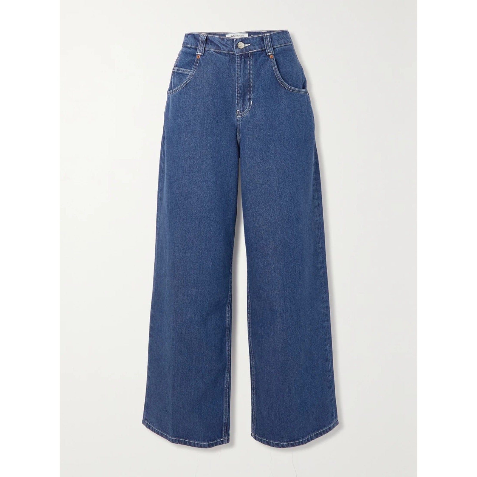 Reformation High-Rise Blue Wide-Leg Organic Denim Jeans Size 30