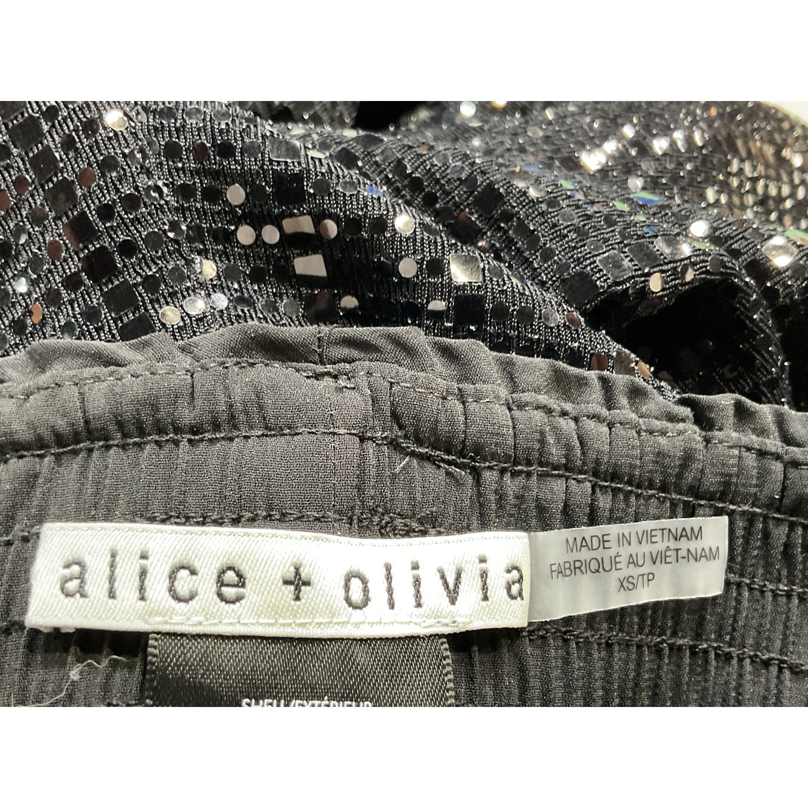 Alice + Olivia 'Elba' Black Sequin Pants Size S