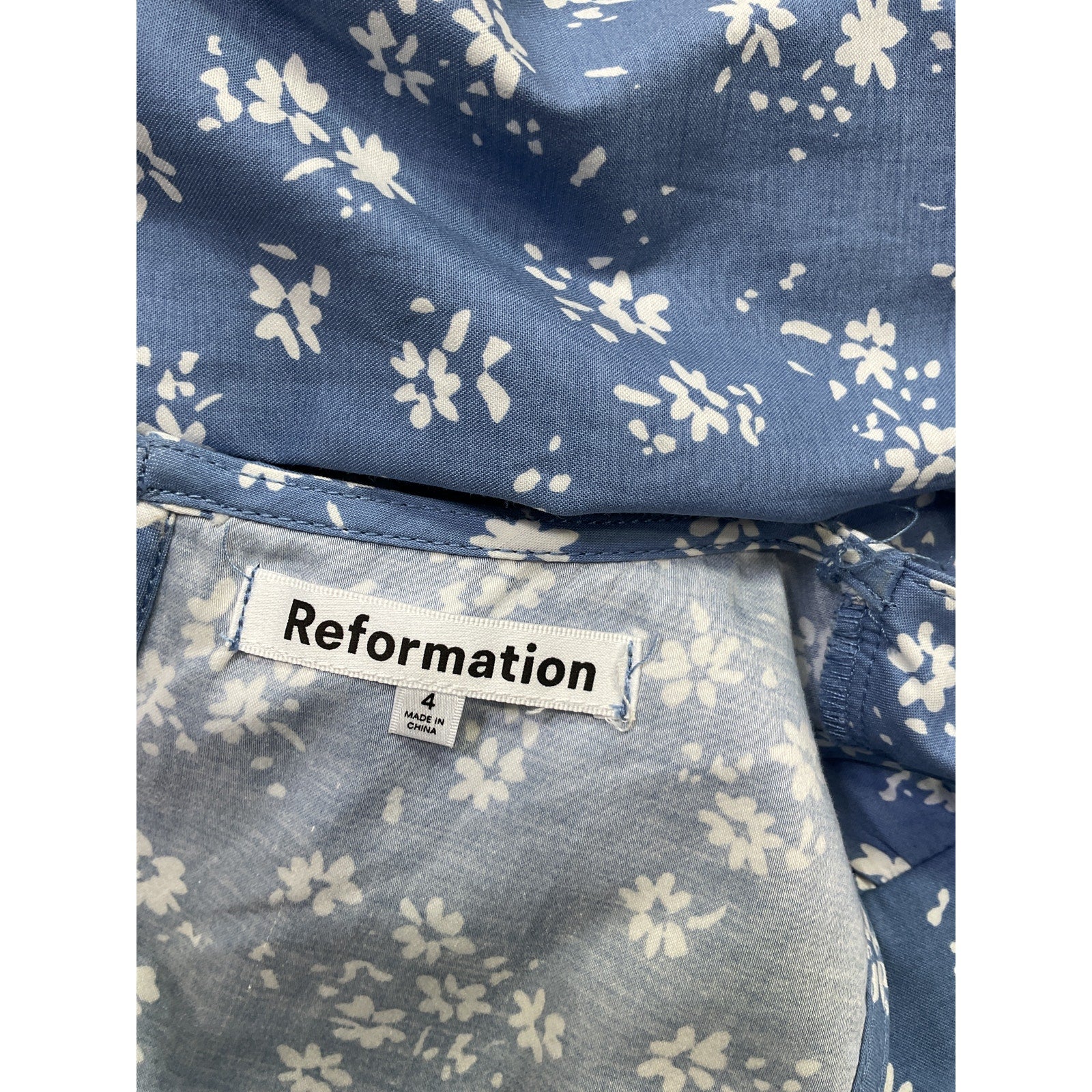 Reformation 'Isador' Blue Cotton Dress Size 4