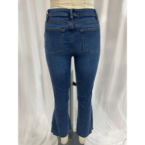 Frame 'Le' Blue Crop Mini Bootcut Raw Hem Denim Jeans Size 28