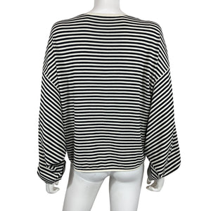 Frame Relaxed Cream Black Striped Slouchy Sweater Size S