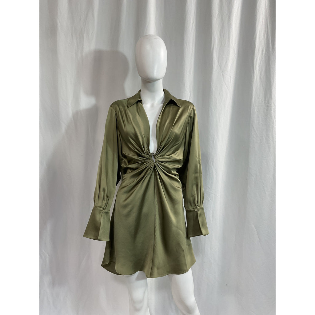 Simkhai 'Roma' Green Satin Mini Dress Size S