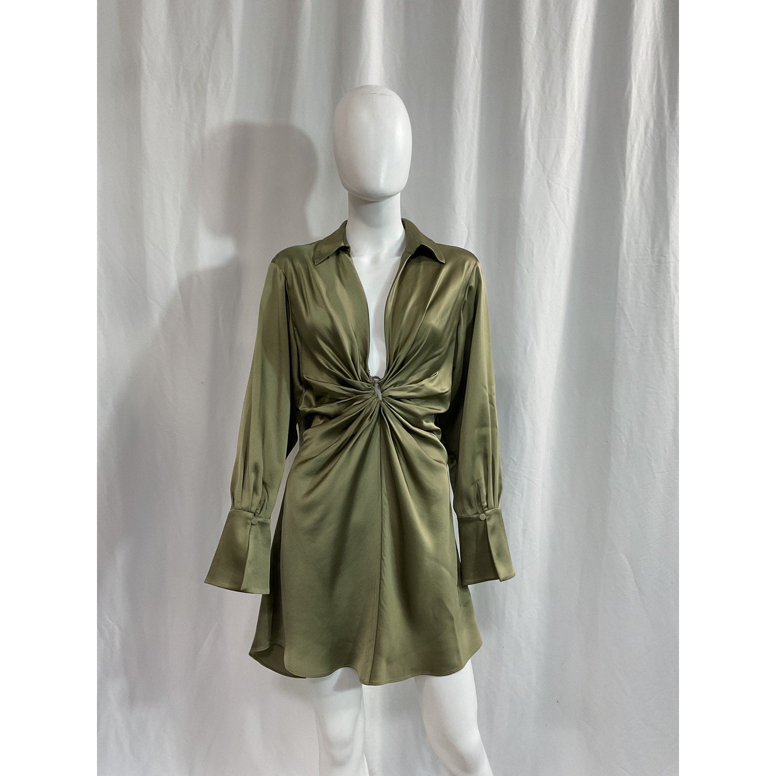 Simkhai 'Roma' Green Satin Mini Dress Size S