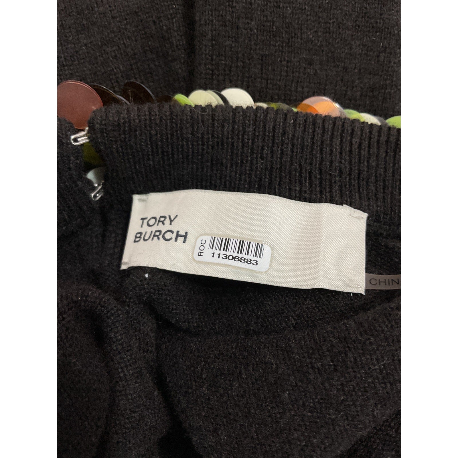 Tory Burch Wool And Sequin Black Sweater Size XS