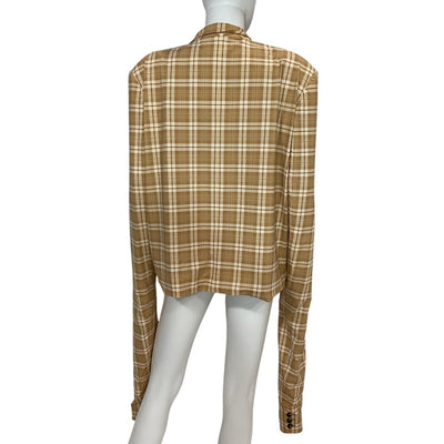 Miaou Tailored Tan Plaid Ultra Long Sleeve Blazer Size S