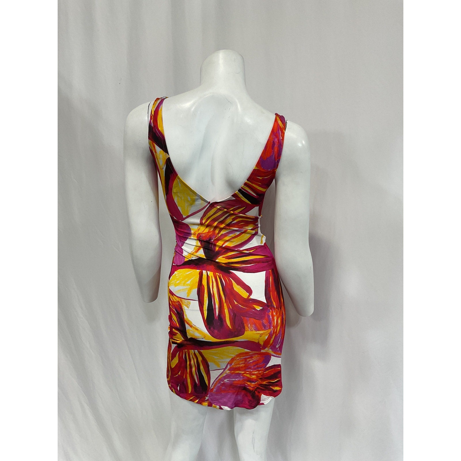 Louisa Ballou 'Summer' Pink Solstice Wrap-Effect Ruched Printed Stretch-Jersey Mini Dress Size XS