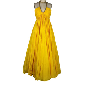 Giambattista Valli Flowing Yellow Halterneck Silk Gown Size 38